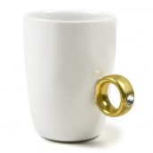 Coffee Mug with Ring and Diamonds