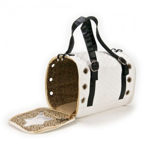 White Leather Bag Pet Carrier